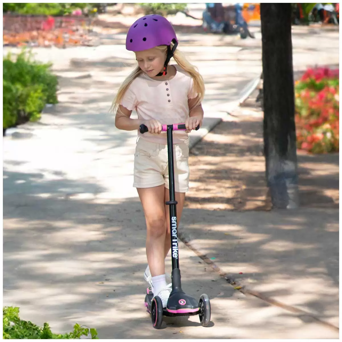 SmarTrike Xtend Ride-On Pink 5-in-1 Kids Scooter Ride On 12M-12Y LED Wheels