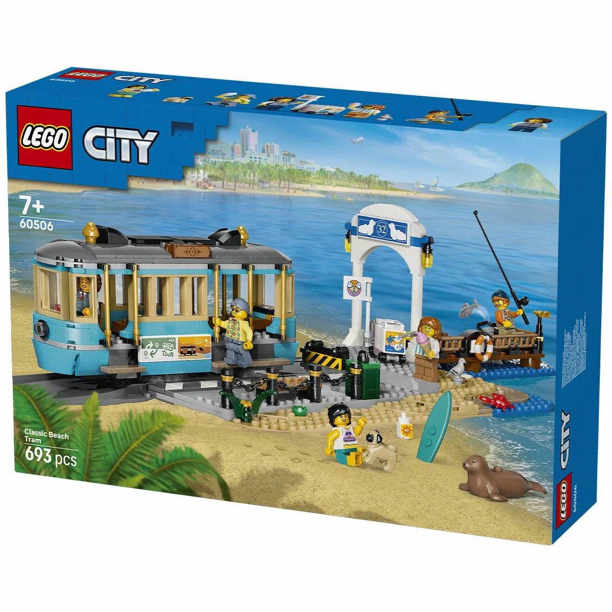 LEGO City Beach Streetcar 60506 Minifigures Tram Building Set 7+ 693 Pieces