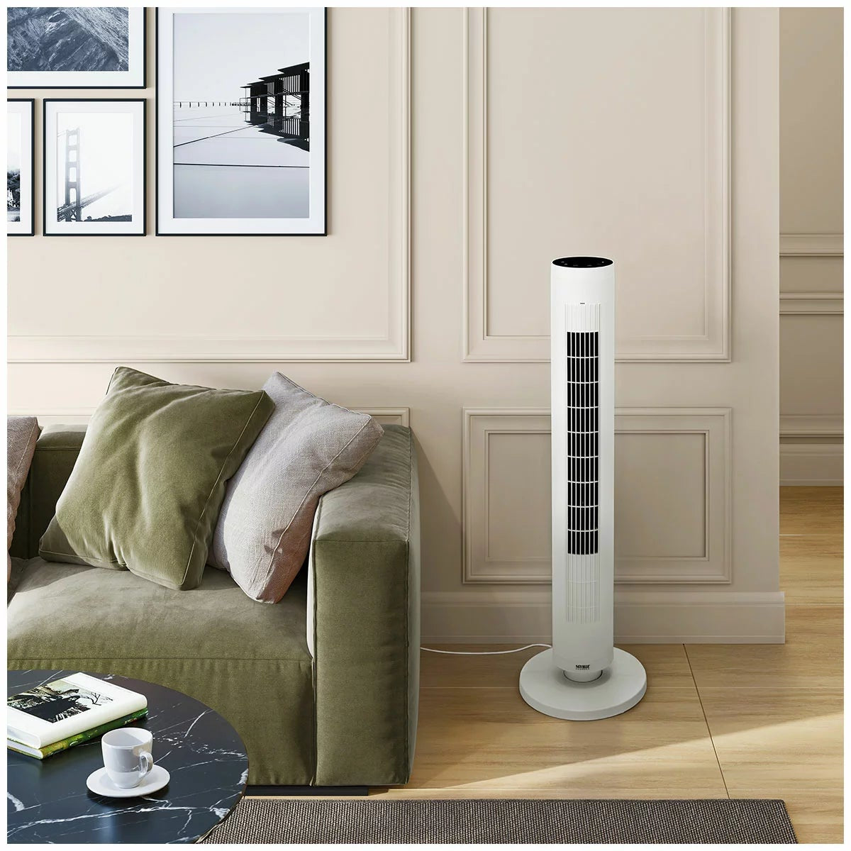 Seville EHF10145 DC Breeze Tower Fan Quiet Oscillating Electric Cooling