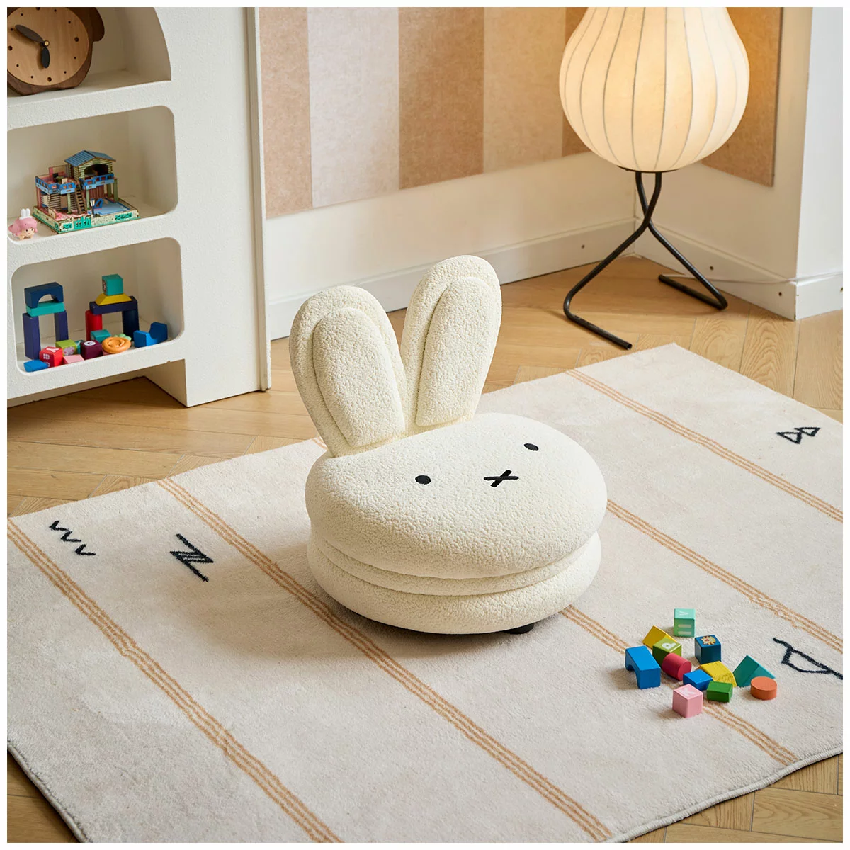 Aesthetik Kids Miffy Macaron Chair White Bouclé Kids Accent Chair Bunny Seat
