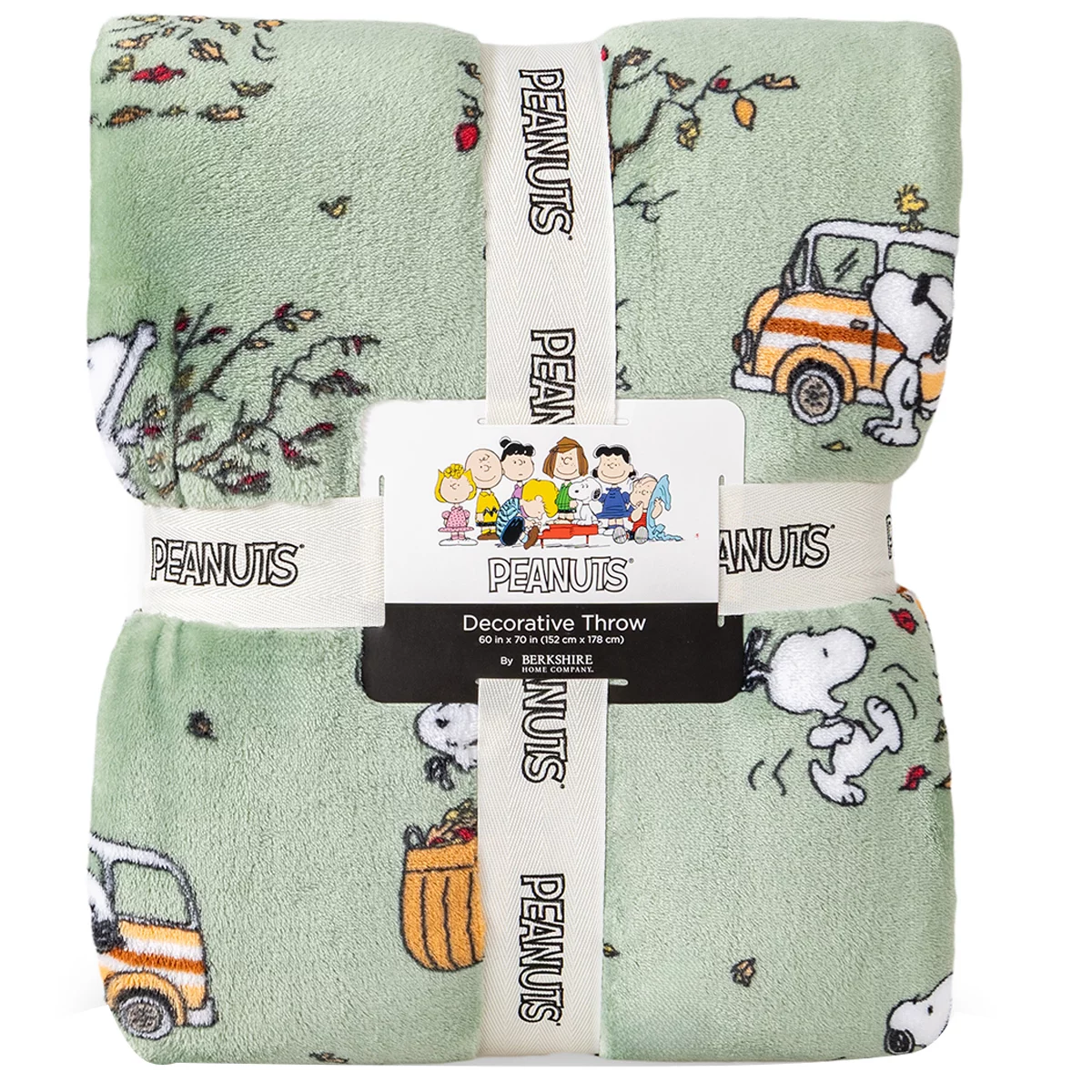 Berkshire Peanuts Throw Blanket Green 152x178cm Snoopy VelvetLoft Plush