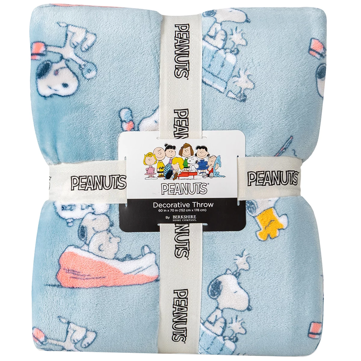 Berkshire Peanuts Throw Blanket Blue 152x178cm Snoopy VelvetLoft Plush