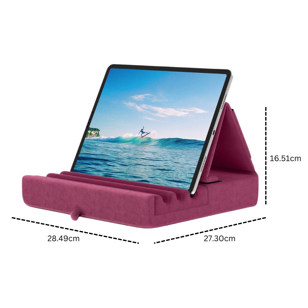Tablet Pillow Stand Foldable Holder for iPad Pro with Soft Pad, Pocket and Stylus Mount