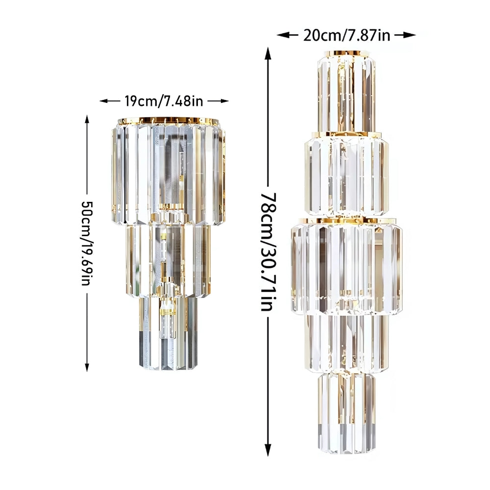 3 Layers Crystal Wall Lamp Sconce Light