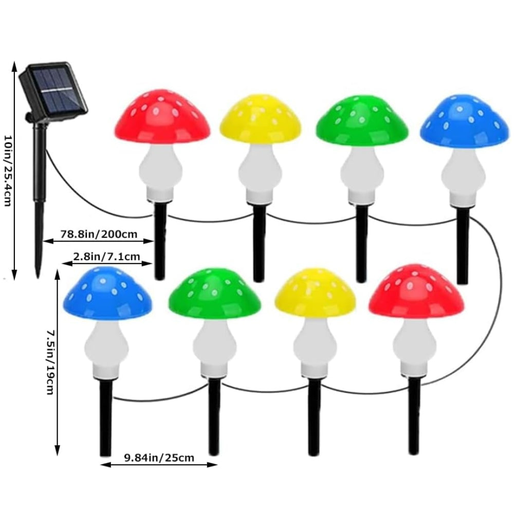 Solar Mushroom Fairy Lights for Outdoor Garden and Holiday Decoration