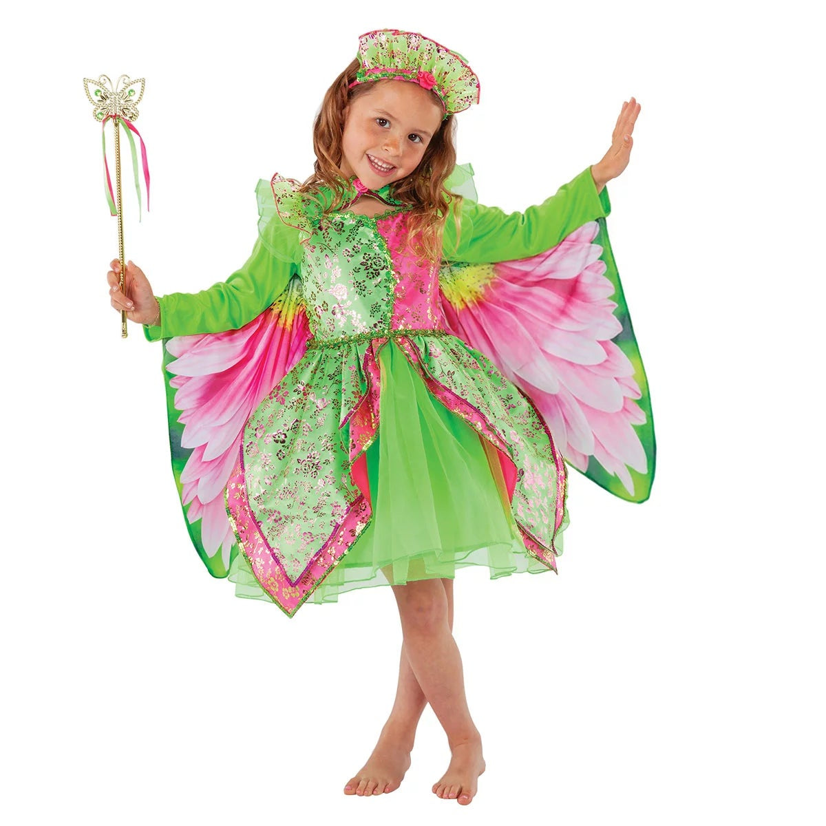 Teetot Pink Green Winged Fairy Costume Girls 5-6 Princess Factory