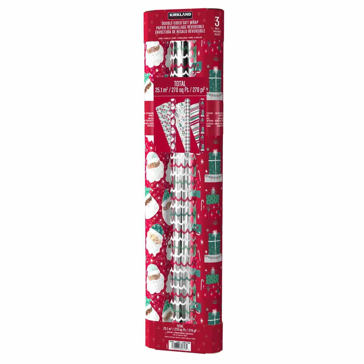Kirkland Signature Christmas Wrapping Paper Red White Double Sided 3 Rolls