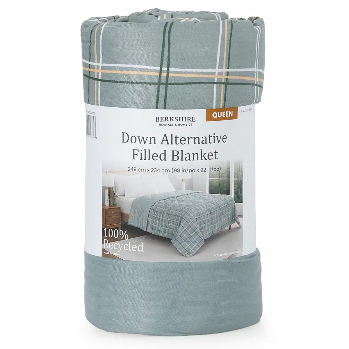 Berkshire Down Alternative Blanket Queen Plaid Reversible 249x234cm