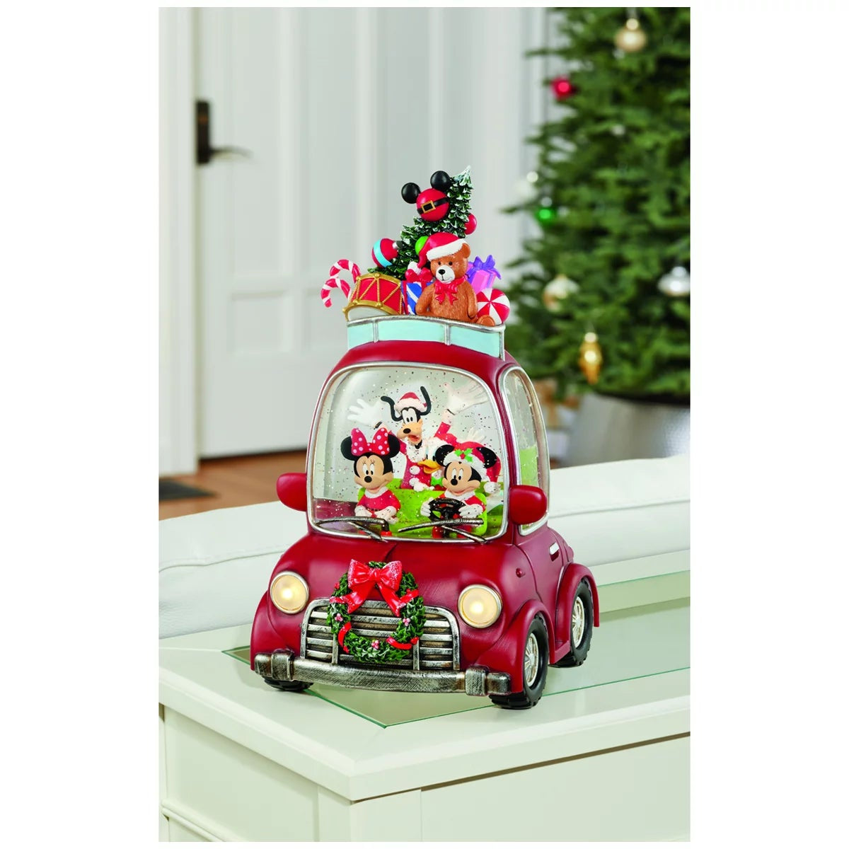 Disney LED Holiday Water Spinning Car 35cm Christmas Snow Globe Decor