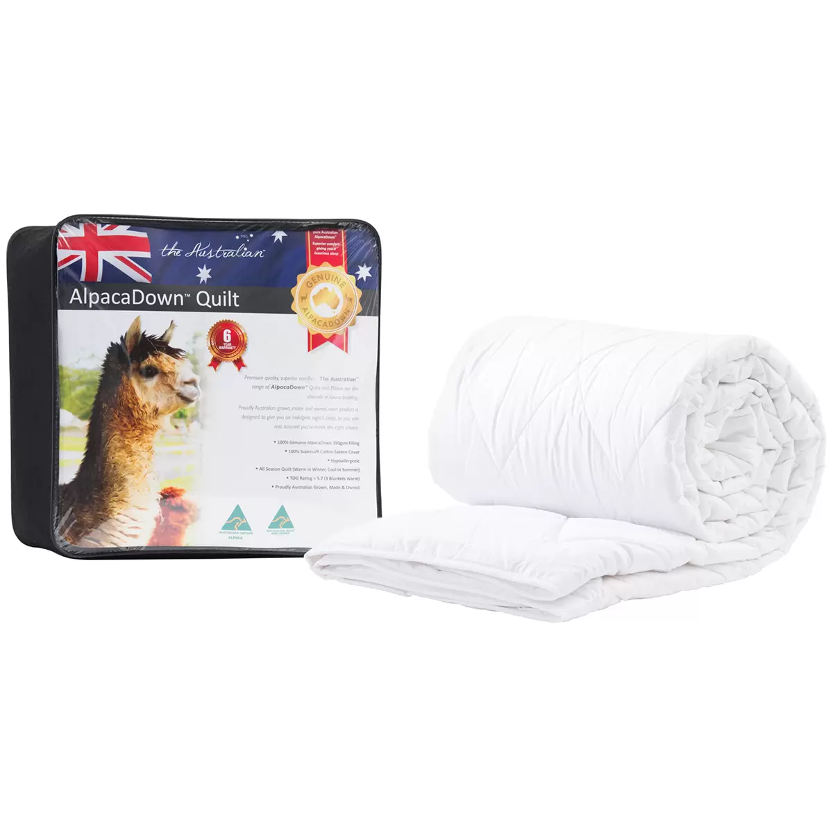 The Australian AlpacaDown Quilt Double 100AD350D All Seasons Made Australia