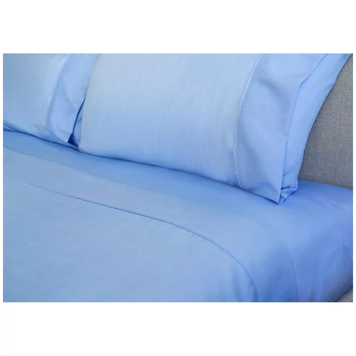 Ramesses 2000 Thread Count Bamboo Single Sheet Set Steel Blue Soft Cooling