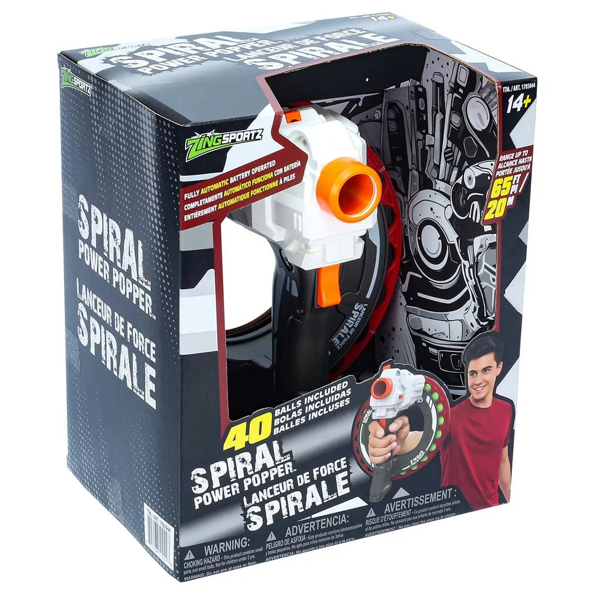 Zing Spiral Power Popper Red Rechargeable Automatic Blaster with 40 Soft Foam
