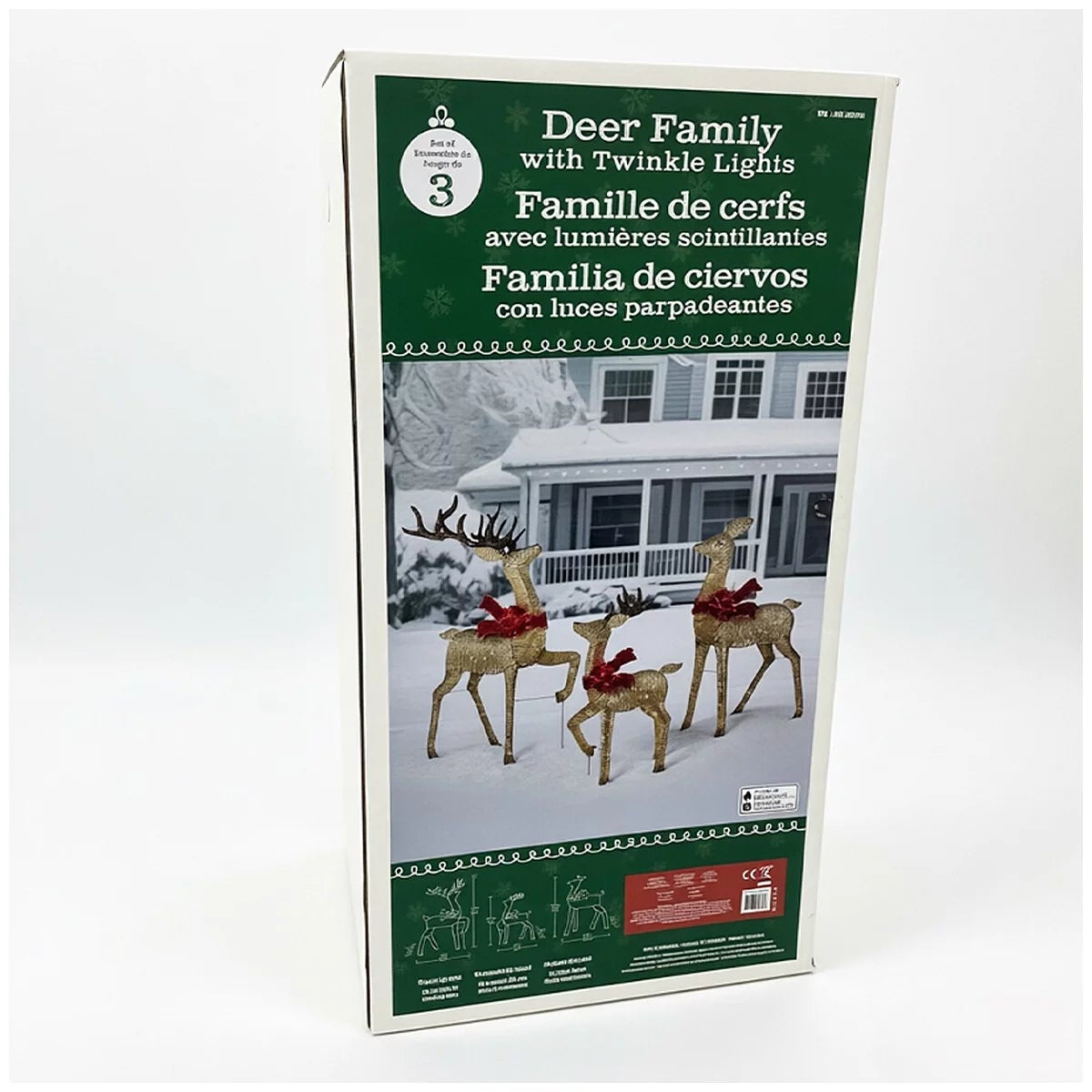 LED Gold Deer Family Set 3 Piece Christmas Reindeer Outdoor Lights