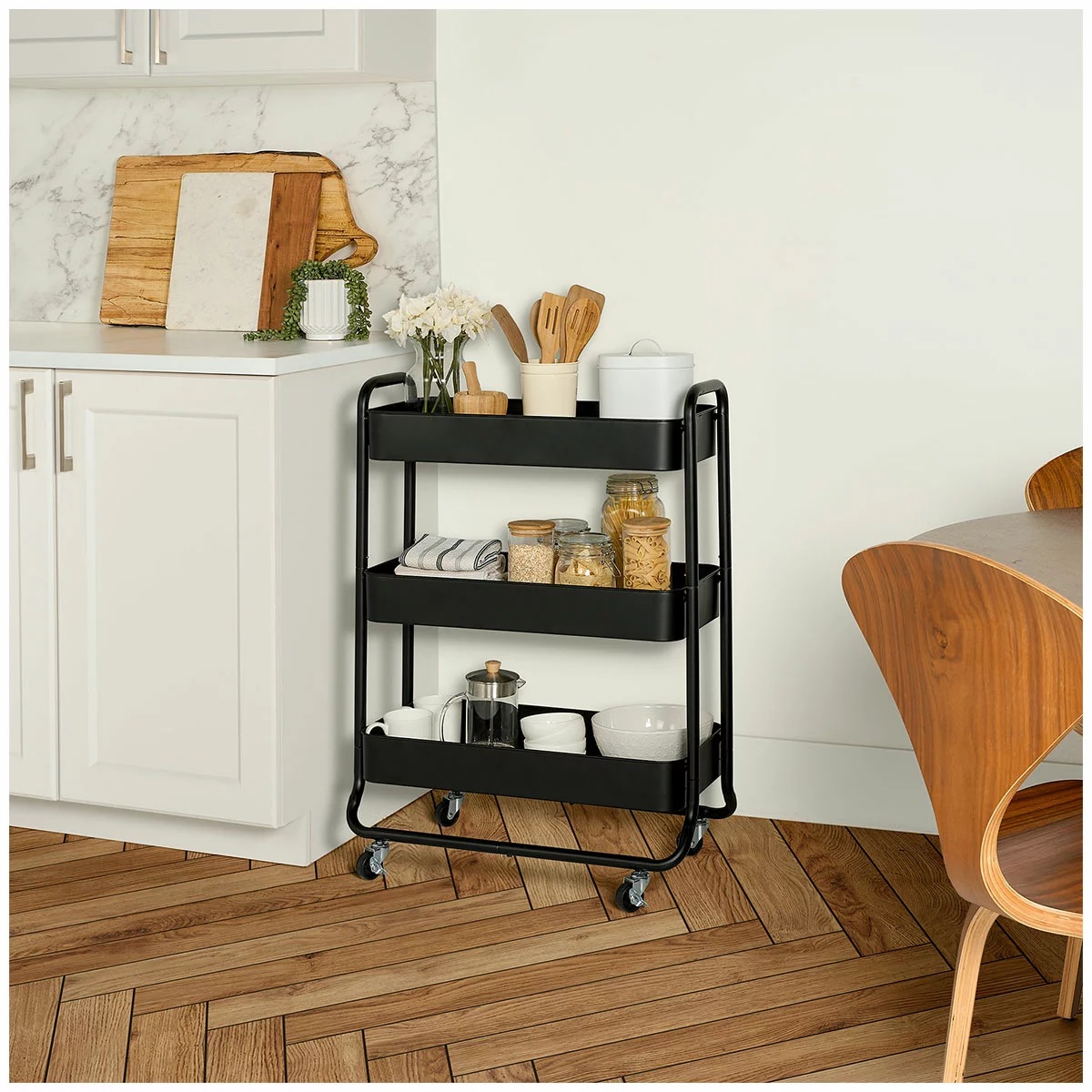 Neatfreak Storage Cart 3 Tier Extra Wide Rolling Organizer with Handles & Caster