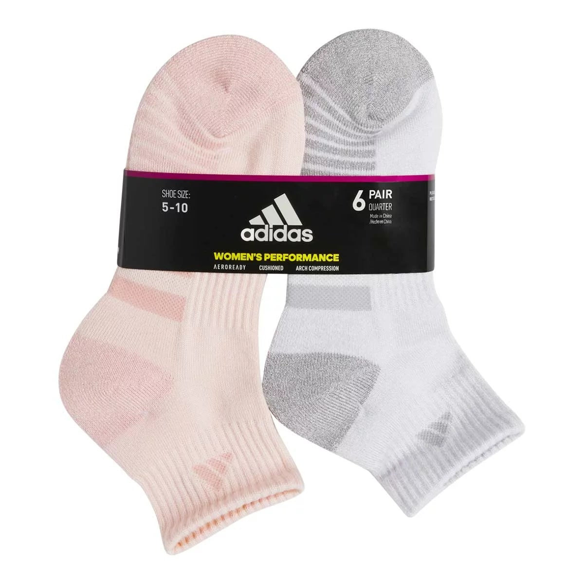 Adidas Womens Cushioned Crew Socks 6 Pair Pack Multi Athletic Everyday Socks