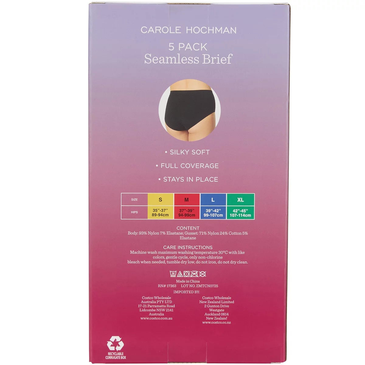 Carole Hochman Womens Seamless Briefs 5 Pack XL Black Nude Full Coverage