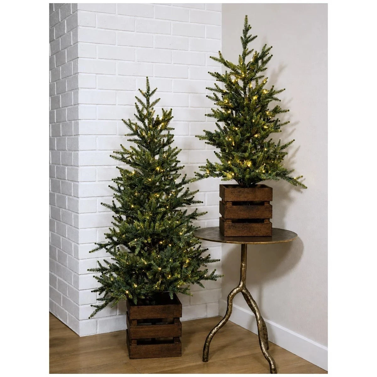CGH Pine Trees 2Piece Set Warm White LED Twinkle Lights 1.2m 0.9m Christmas Tree