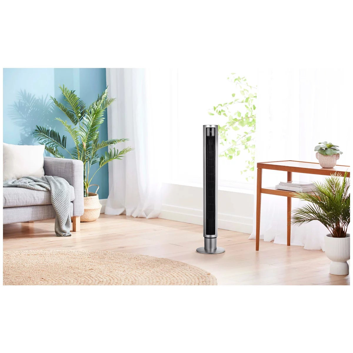 Dimplex 110cm Tower Fan Digital Display 12H Timer 4 Modes Oscillating Silver 60W