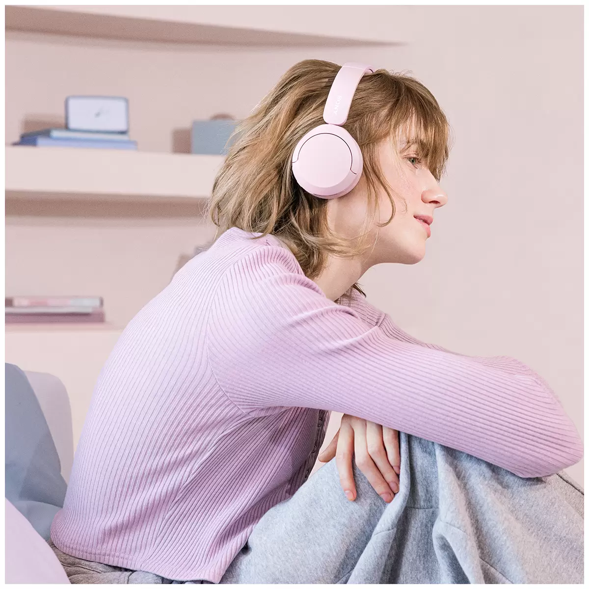 Sony WH-CH520P Wireless Bluetooth Headphones Pink 50H Battery Multipoint Mic