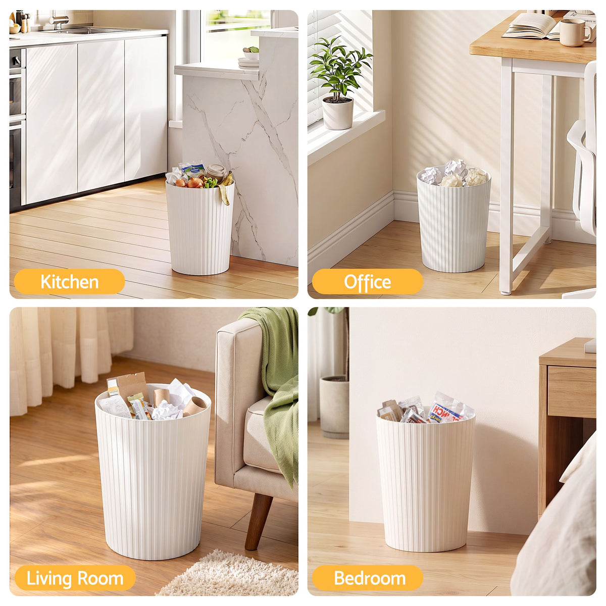 Cefito 8L Open Top Rubbish Bins Waste Bin Trash Can Storage Dustbin White