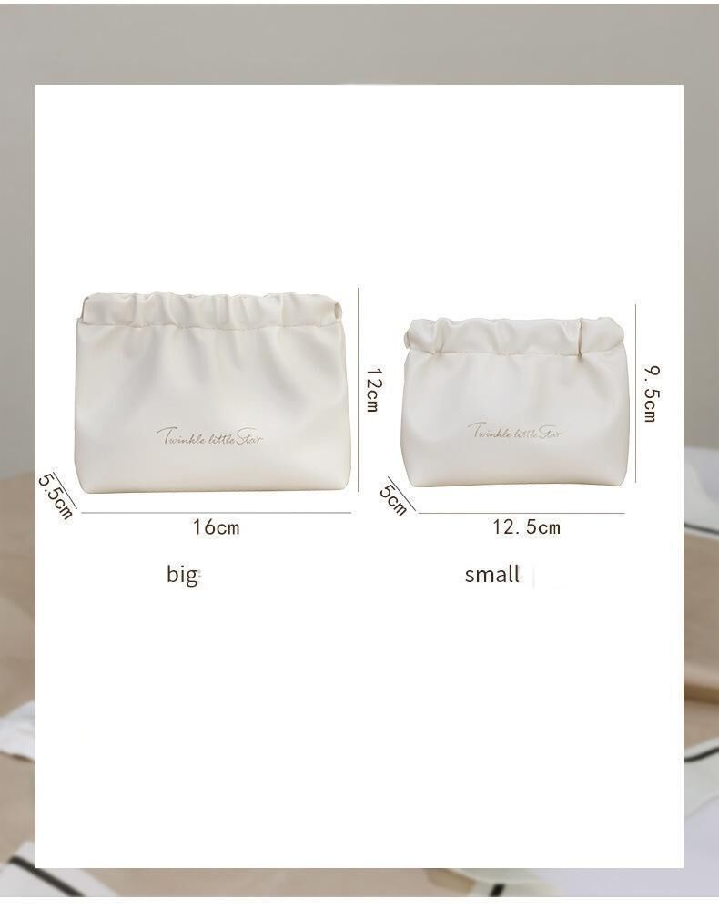 Leather Cosmetic Bag Set, Big & Small "Twinkle Little Star" Makeup Organizer for Travel & Daily Use(black)