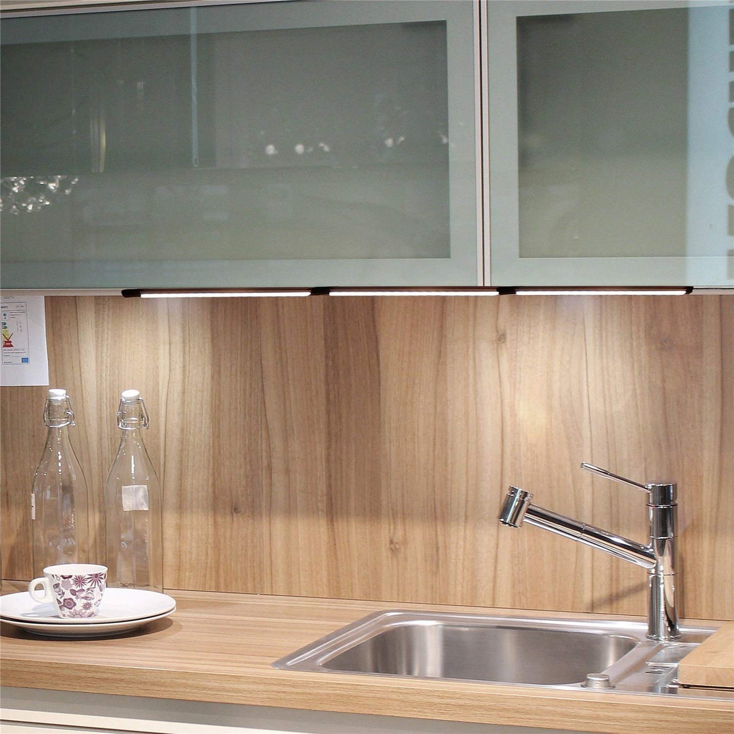 Dimmable Led Under Cabinet Lighting Bar Linkable Kits with Rocker Switch Under Counter Kitchen,Showcase,Shelf Lighting(3 Panel Kits Cold White)