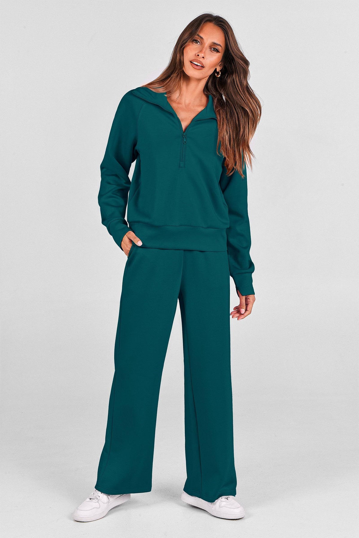 Women's 2-Piece Leisure Tracksuit, Ideal For Lounging, Errands & Casual Outings, XXL (Dark Teal)