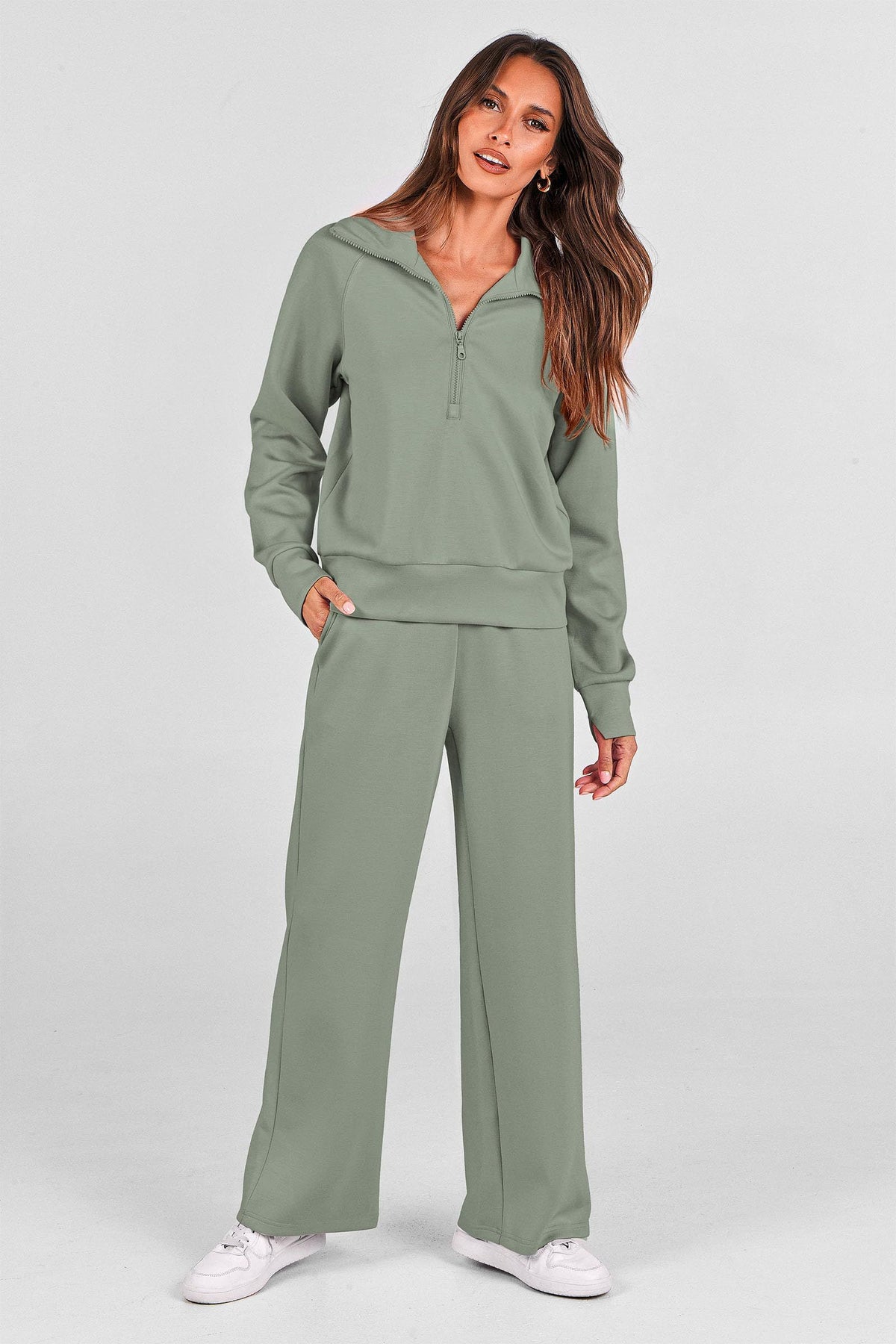 Women’s 2-Piece Lounge Set for Daily Errands, Gym Workouts & Relaxed At-Home Wear, XL (Sage Green)