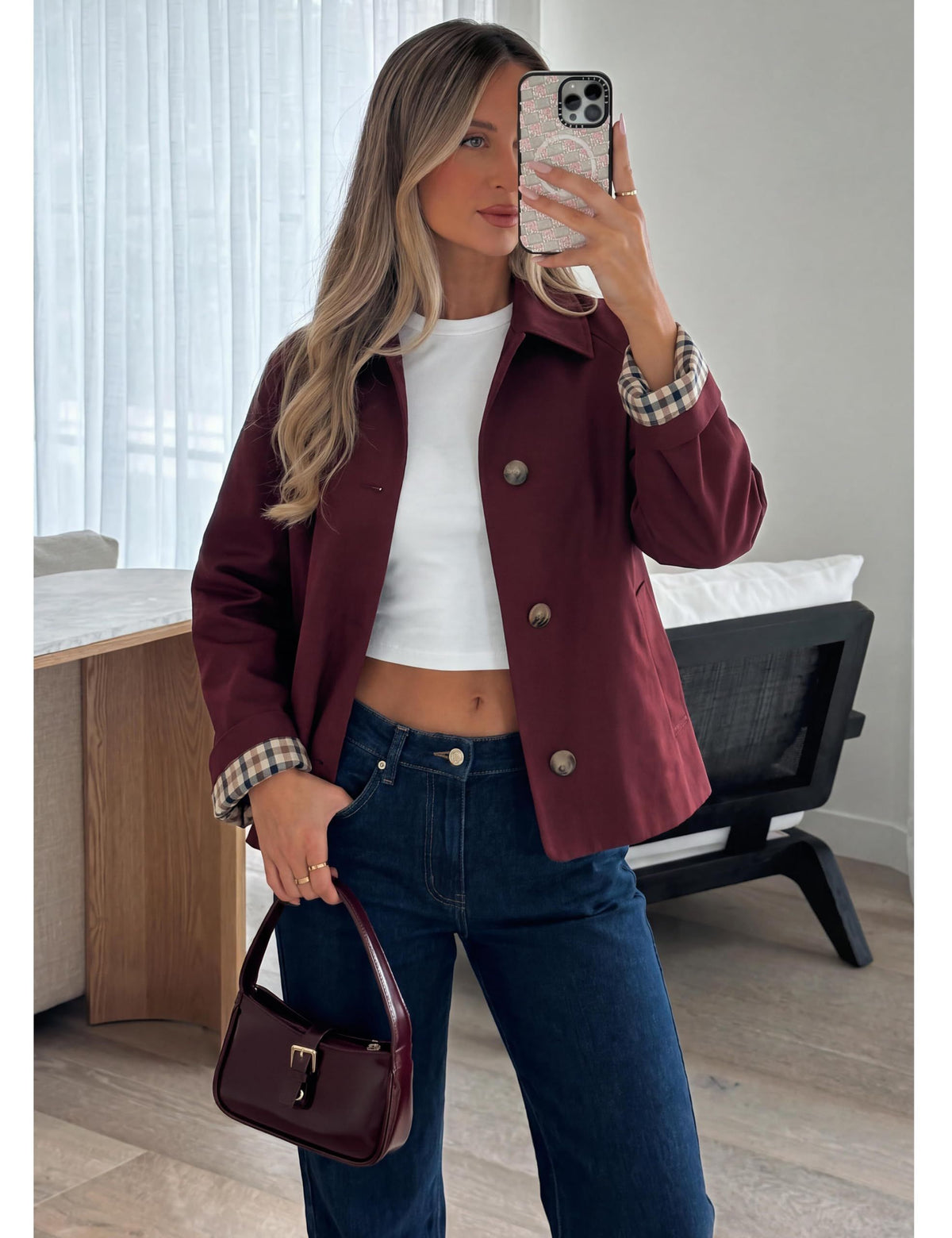 Versatile Casual Jacket for Daily Outings, Office Days, Travel, and Weekend Errands, XL (burgundy)