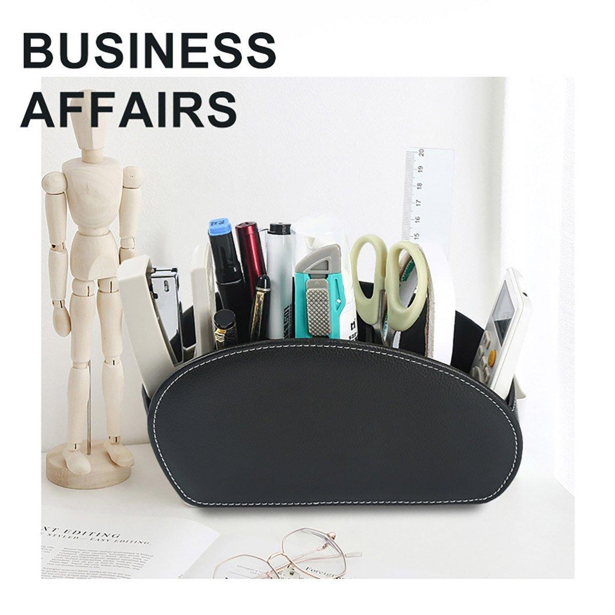PU Leather Desktop Organiser Remote Control Office Cosmetic Storage Box Holder