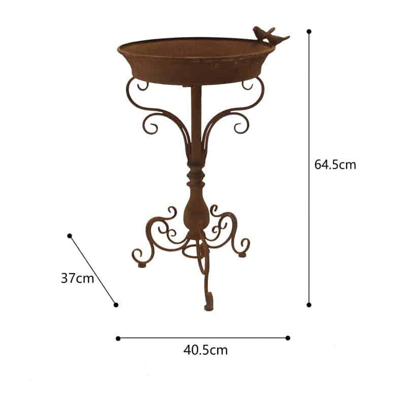 Rust Pressed Metal Birdbath 64cm