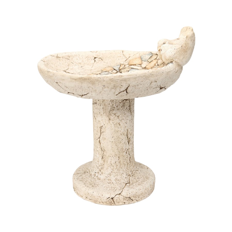 Stony Birdbath On Pillar 45cm
