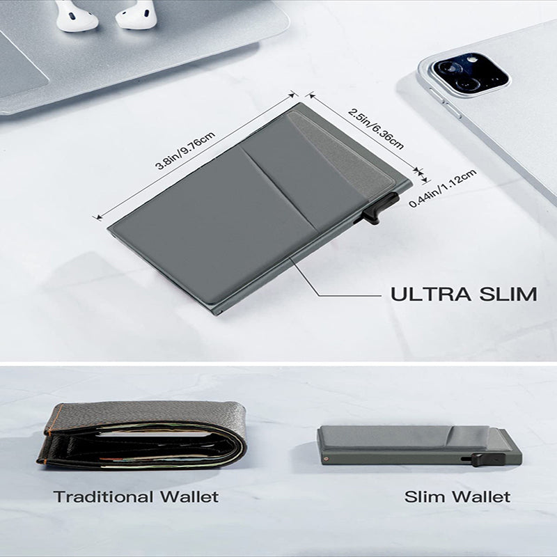 Red Ultra-Slim RFID Blocking Pop-Up Wallet - Automatic Card Holder with Metal Case & Secure Screw Base
