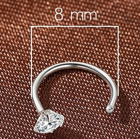 8mm (4-Pair Set) Minimalist C-Shaped Hoop Earrings with CZ Studs - S999 Sterling Silver