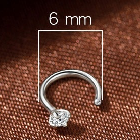 6mm (4-Pair Set) Minimalist C-Shaped Hoop Earrings with CZ Studs - S999 Sterling Silver