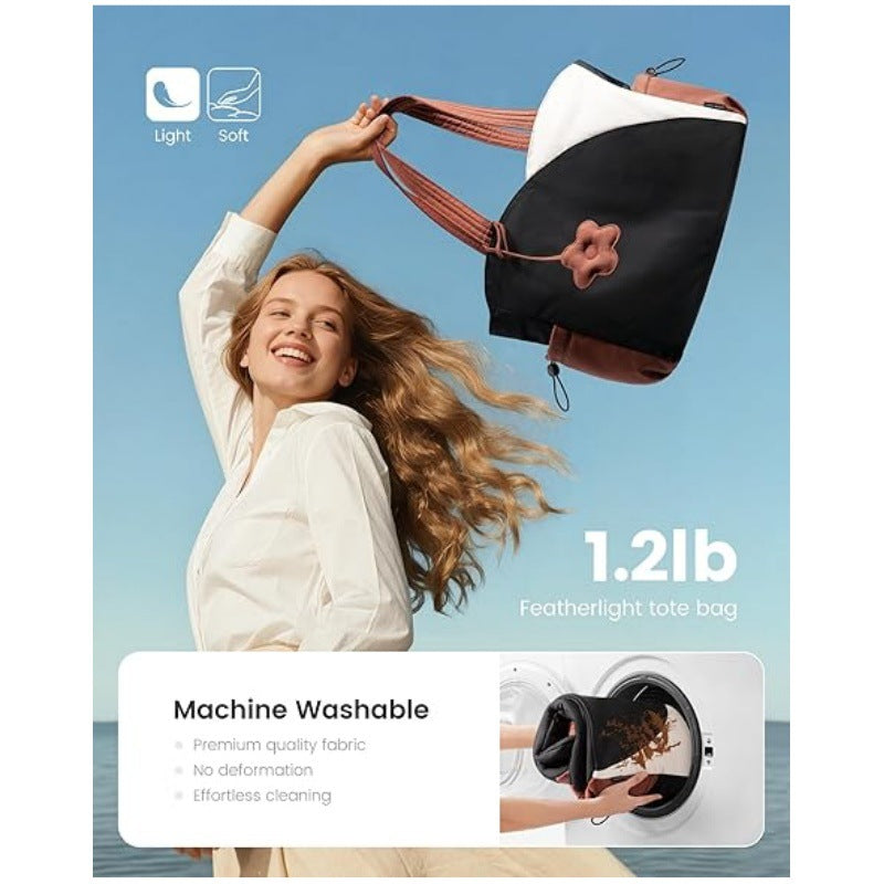 Brown Stylish 16-inch Women's Tote Bag - Teacher & Nurse Puffer Work Bag, Travel & Daily Handbag with Cup Holders