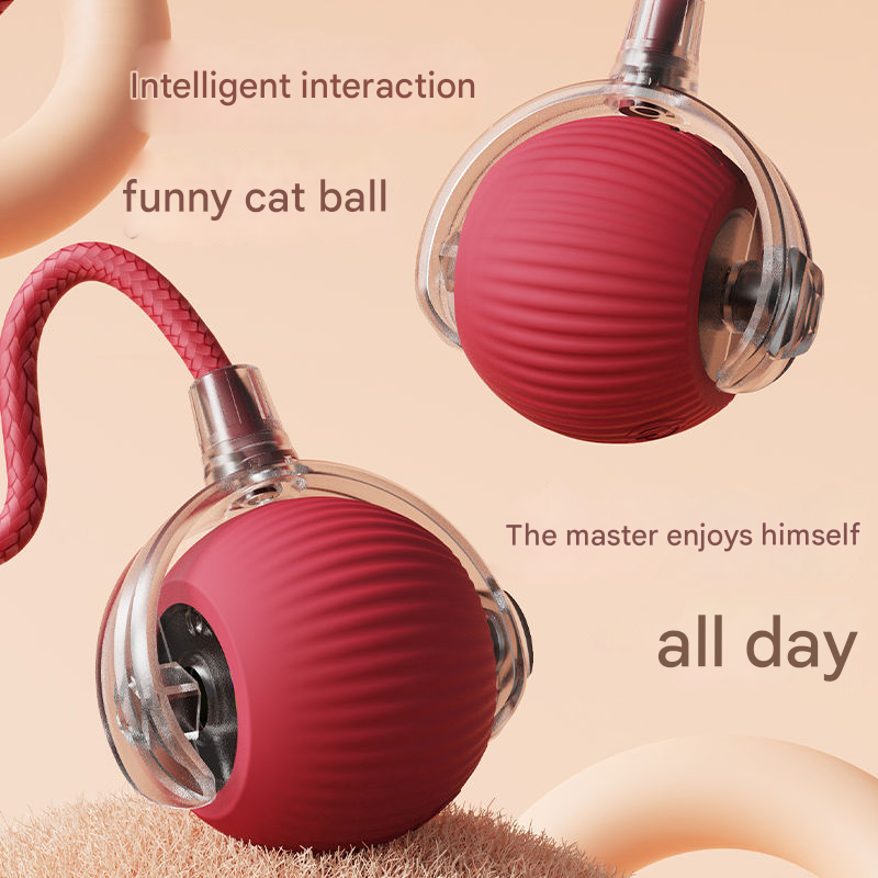 2-PCS Green Automatic Interactive Cat Ball Toy with Rope - Durable & Bite-Resistant Pet Jump Ball for Self-Entertainment & Play
