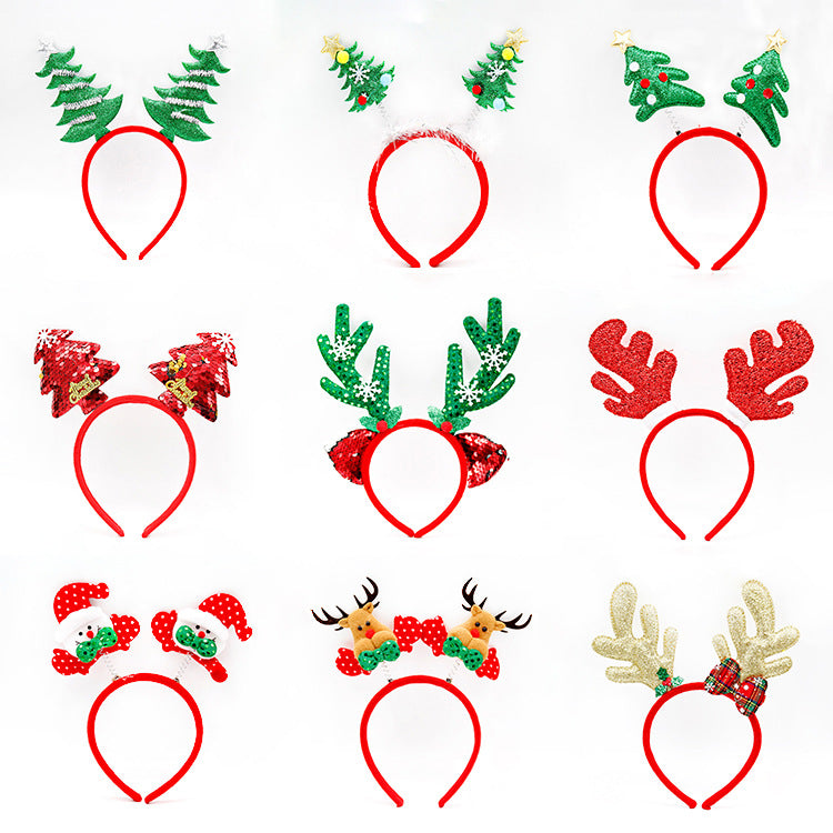 3-PCS Christmas tree Festive Christmas Headbands for Adults & Kids - Reindeer Antlers, Santa, Snowman & Christmas Tree Designs