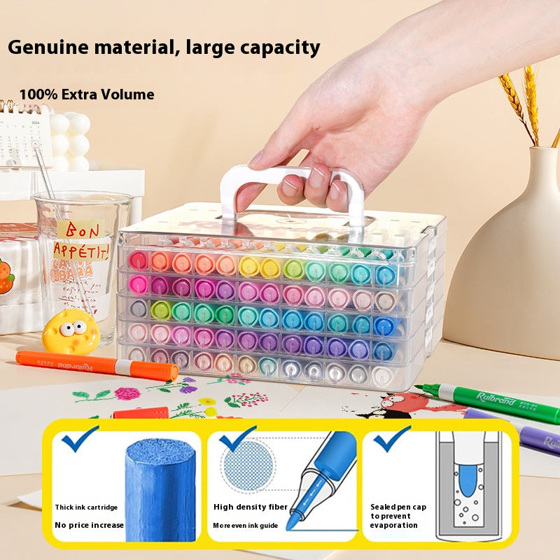 60 Colors Ruibrand Kids Washable Acrylic Markers Set - Non-Toxic, Blendable Art Pens for Students & Artists