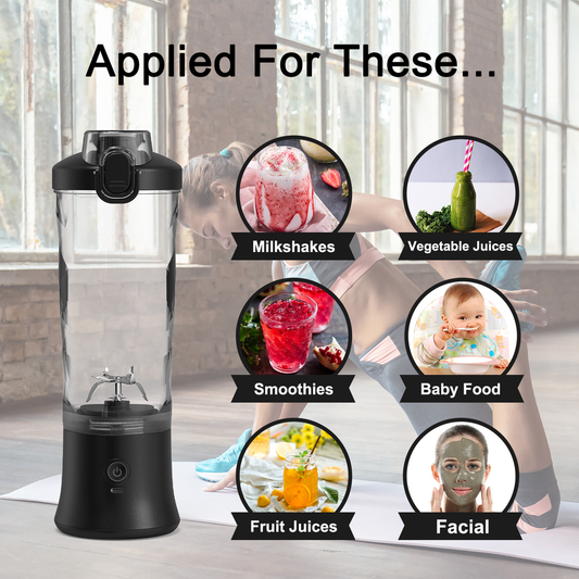 Pink Portable Blender 600ml Personal Smoothie Maker USB Rechargeable Juicer Cup with 6 Stainless Steel Blades 4000mAh Battery for Gym Travel and Camping