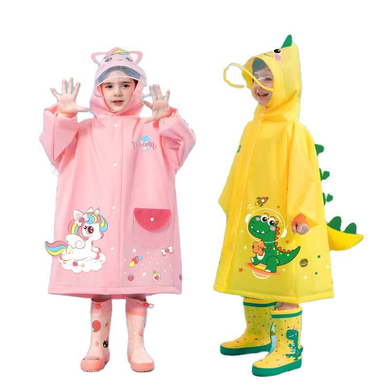 Pink unicorn Kids Waterproof Raincoat with Expandable Backpack Slot Hooded Rain Jacket for Boys & Girls School & Outdoor(size:S)