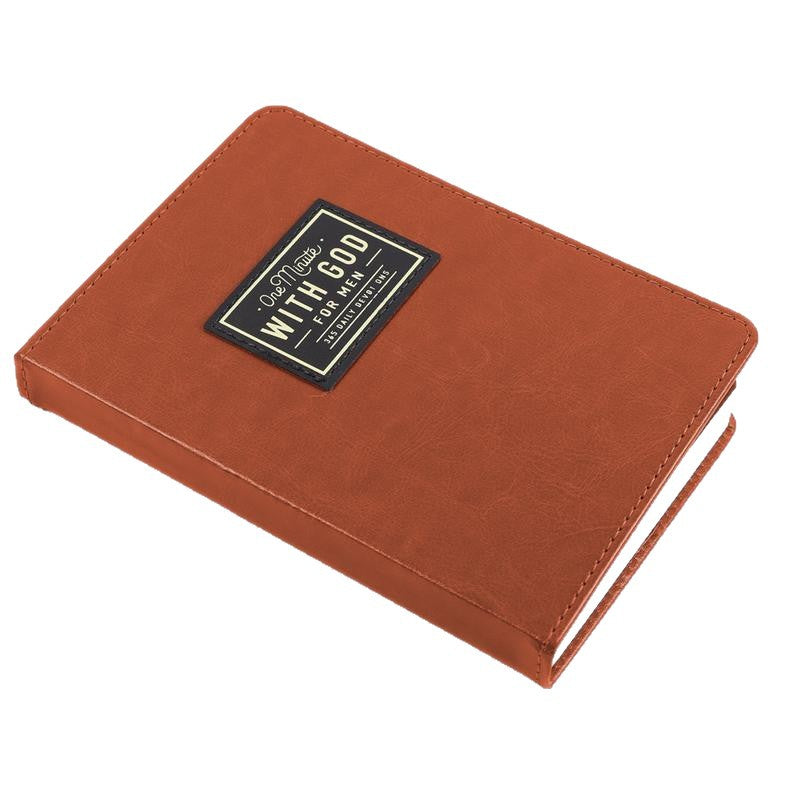 One Minute With God for Men 365 Daily Devotions Brown PU Leather Book Inspirational Religious Gift for Him