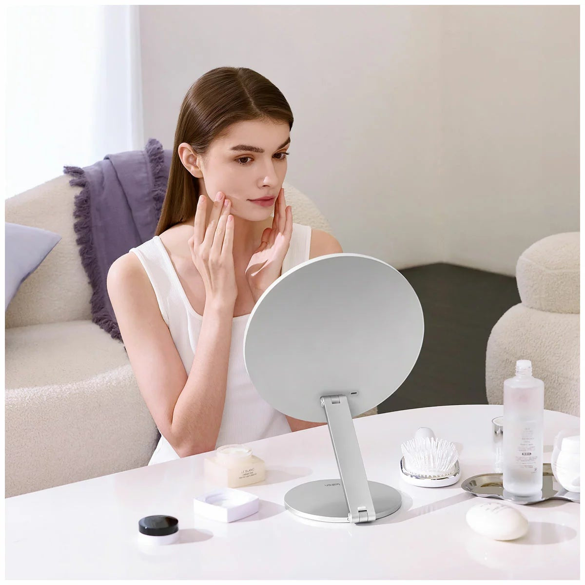 Laifen Glowy LED Vanity Mirror 5x Magnifying Mini Mirror Rechargeable White