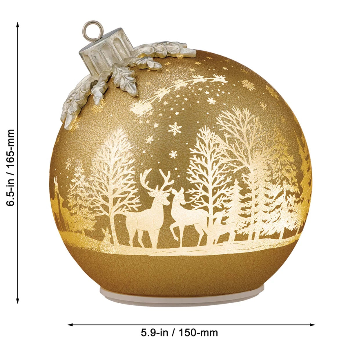 Seasonal Rotating Glass Balls 2pc Gold LED Christmas Holiday Home Decor