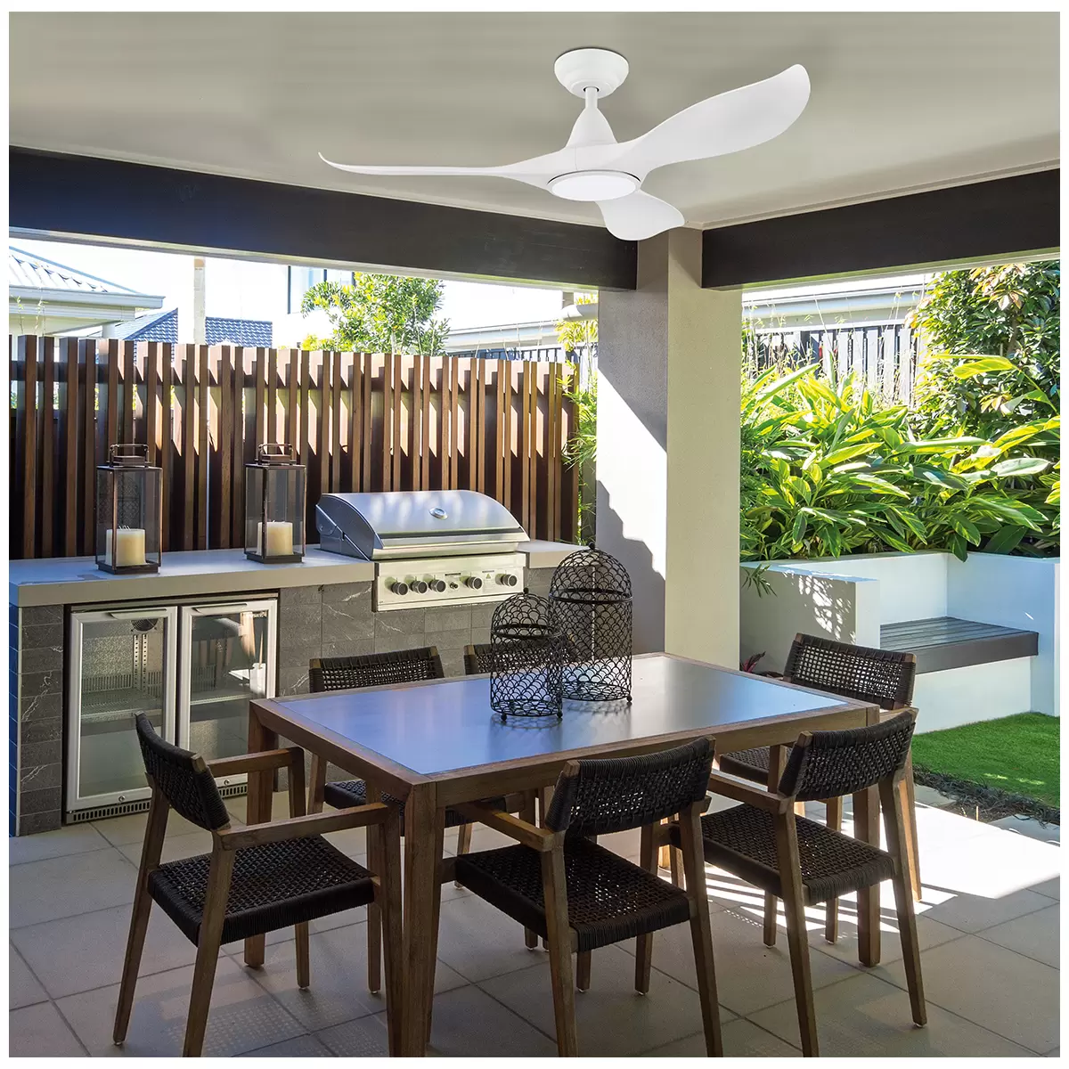 EGLO Noosa DC Fan 18W Tri-Colour Led Light White 116cm 204801 Free Shipping