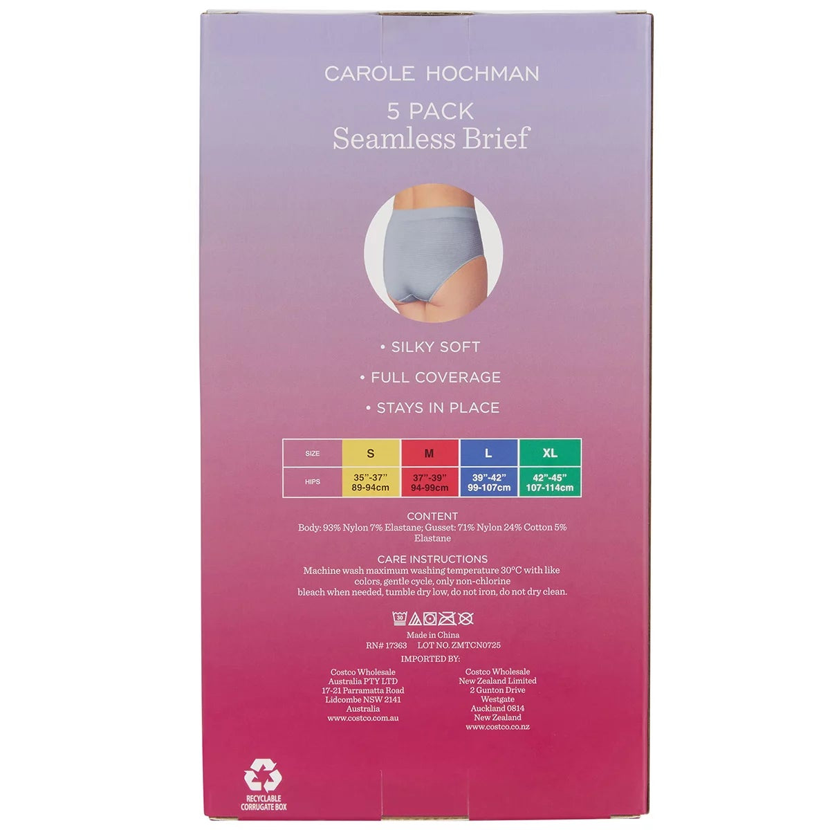 Carole Hochman Womens Seamless Briefs 5 Pack USA Medium Multi Full Coverage