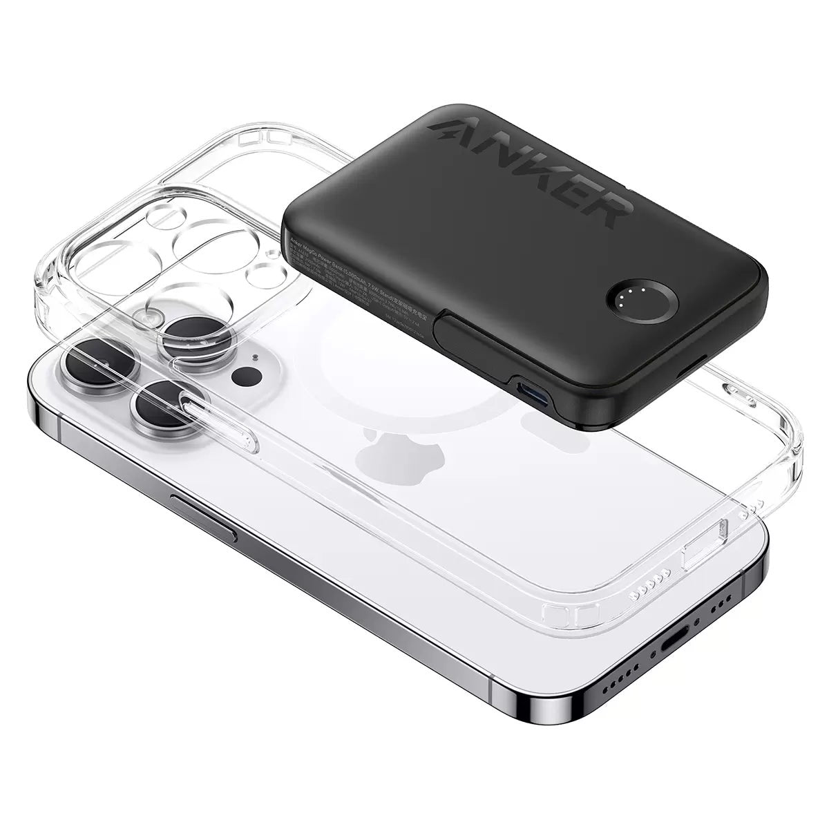 Anker MagGo Magnetic Wireless Power Bank 5000mAh Twin Pack 2 USB-C Cables Black