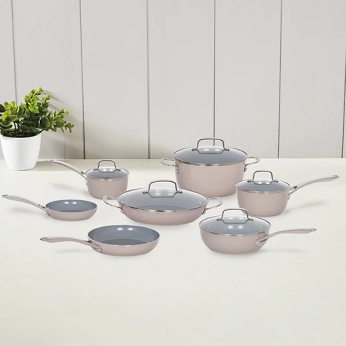 Cuisinart Non Stick Cookware 12 Piece Set Gray Induction Dishwasher Safe