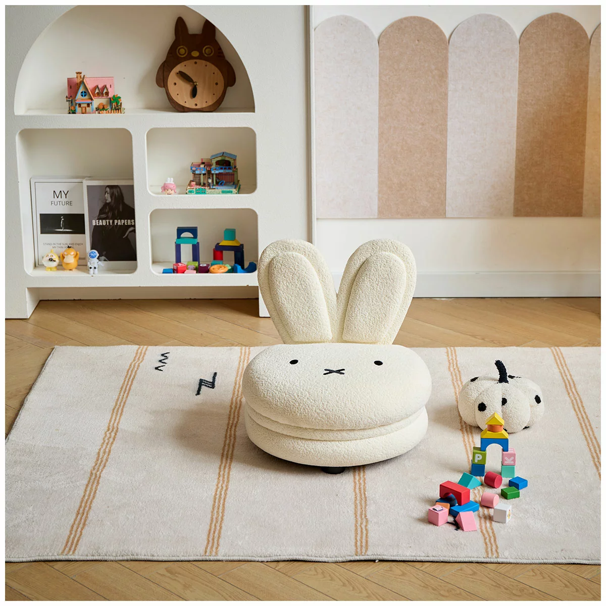Aesthetik Kids Miffy Macaron Chair White Bouclé Kids Accent Chair Bunny Seat