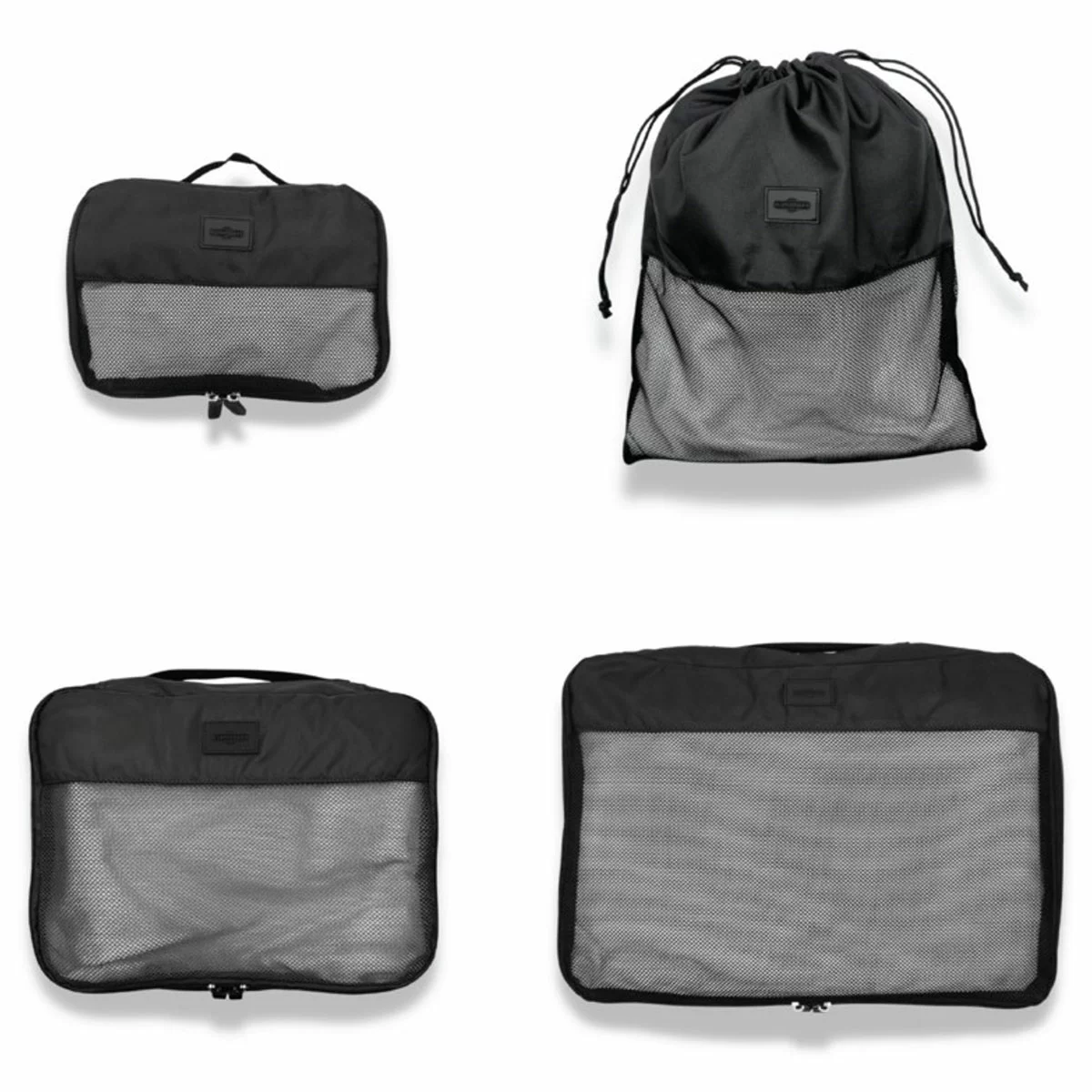 Globite 2 Piece Luggage Set Black With 4 Piece Packing Cube